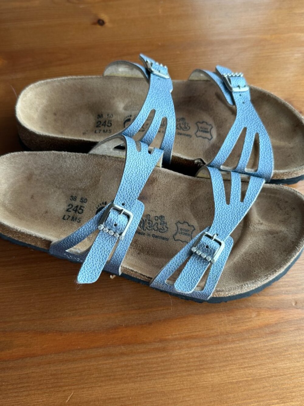 EUC Birkenstock Birki's Silver Metallic Crystal Buckle Granada Sandals - 7/EU 38 - Picture 2 of 12